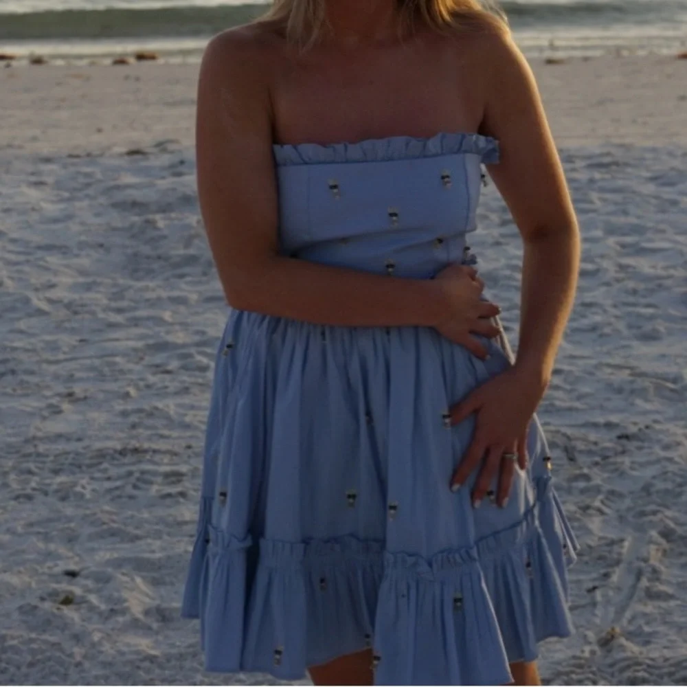 Agua by Agua Bendita Pale Blue Ruffle Dress - Picture 2 of 8